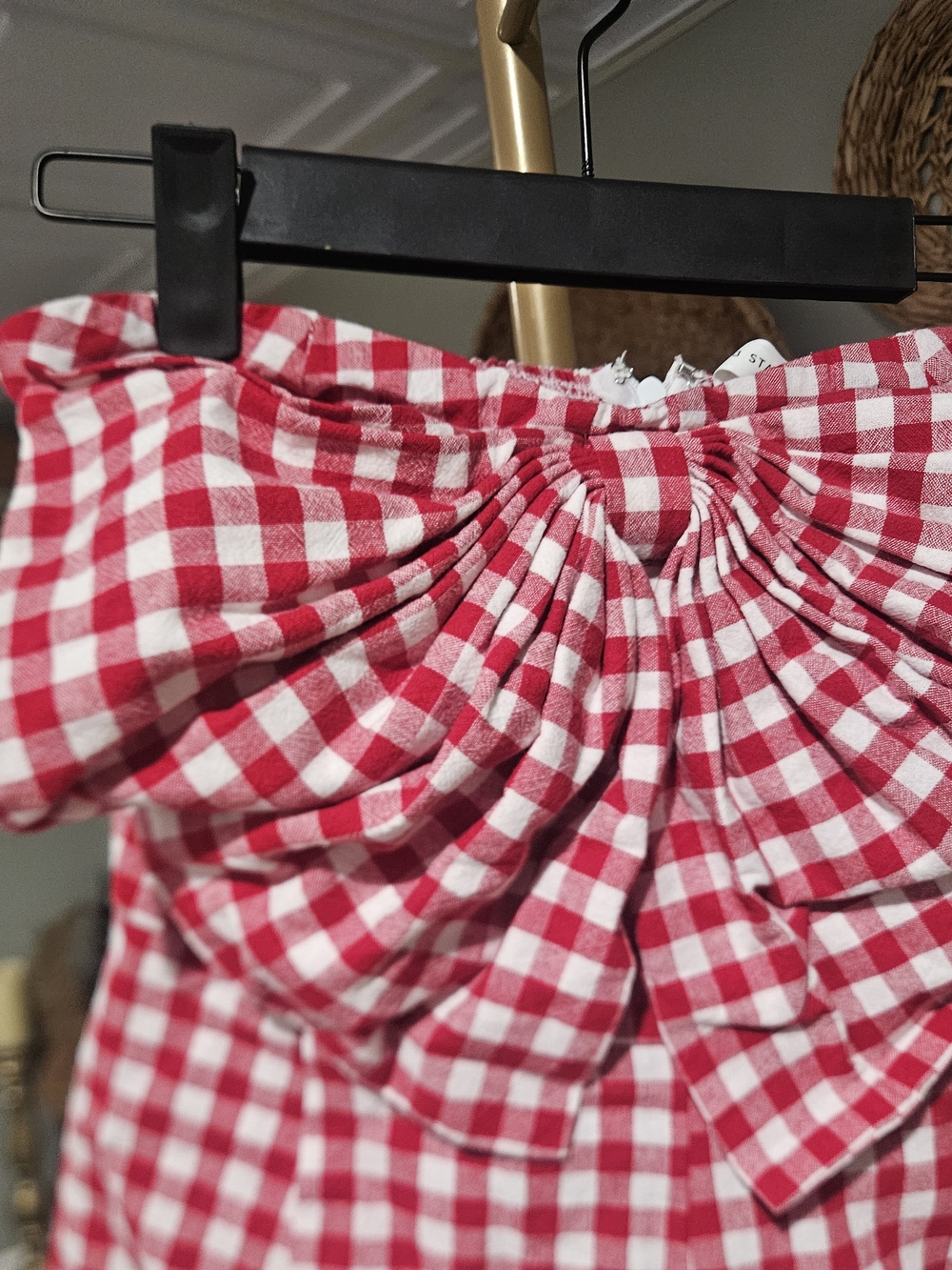 Altar'd State NWT Red Gingham Strapless Bow Romper XS Cottagecore - Picture 12 of 16